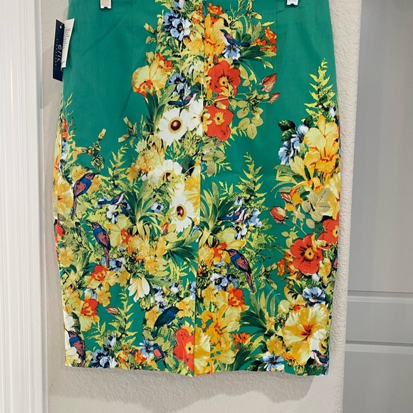 NWT Eric Signature Floral Bird Pencil Skirt size 8 - Picture 2 of 10